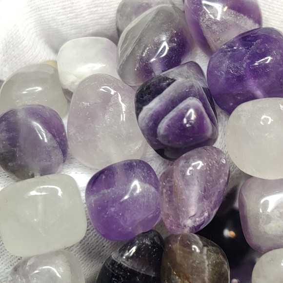 Chevron Amethyst elastic natural stone bracelet  including felt pouch-NB03 - Picture 12 of 16